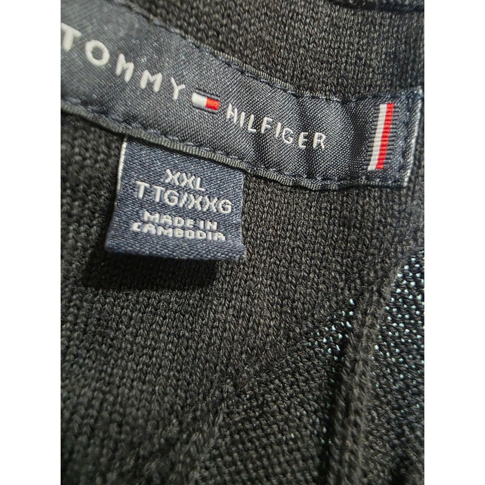 Tommy Hilfiger Mens XXL Black Cable Knit Cotton Crew Neck Sweater - Picture 5 of 5